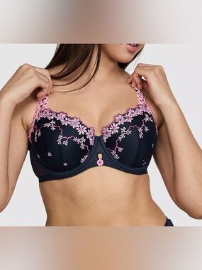 PINK Daisy Embroidered Pink Wink Push-Up Balconette Bra, NWT, Size 38DD